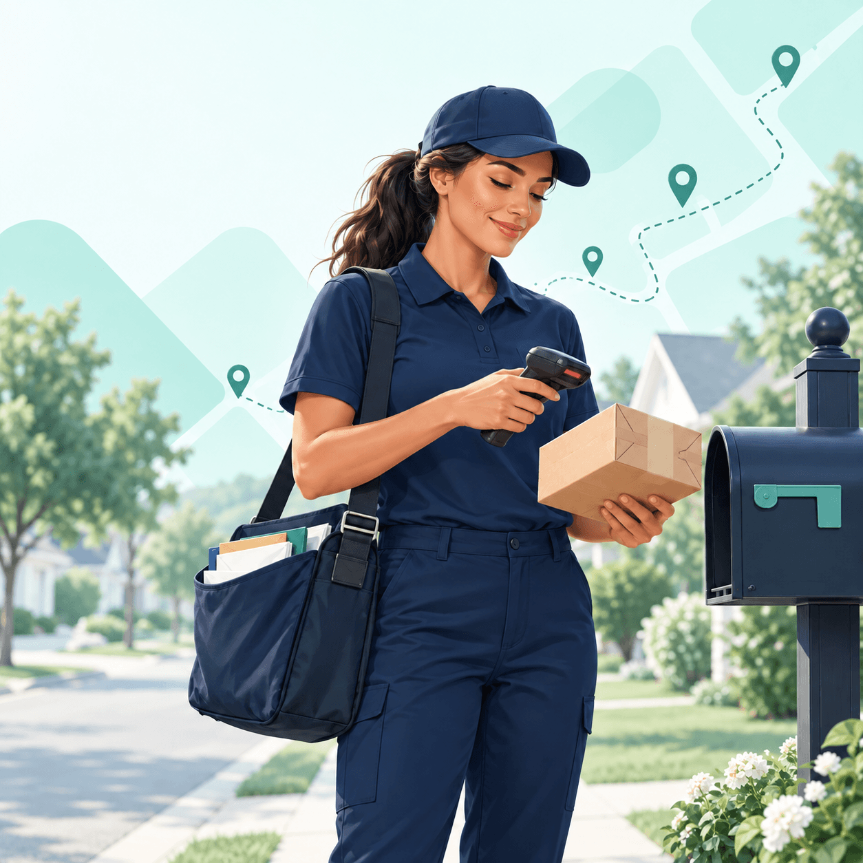 Postal delivery professional scanning a parcel